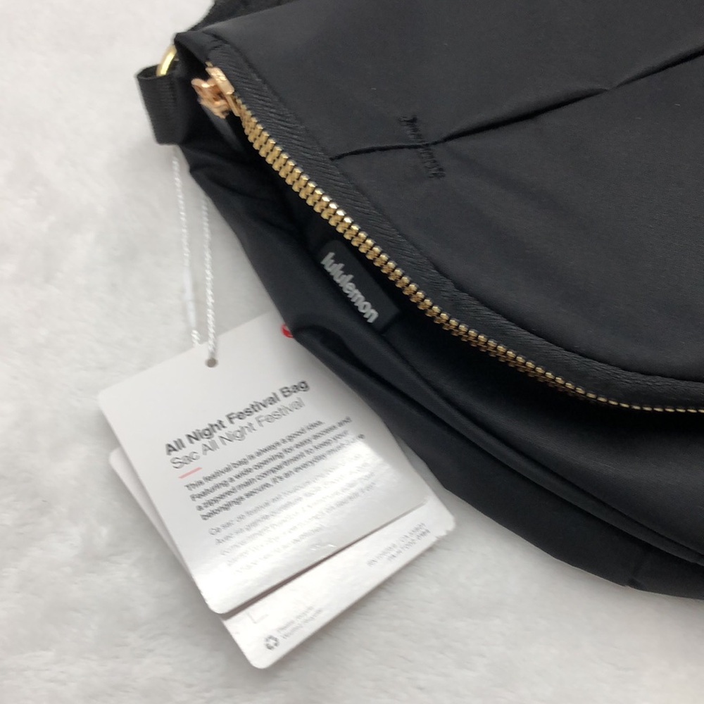 🔥Lululemon All Night Festival Bag 5L - Black Gold Hardware Travel Crossbody - Picture 2 of 5